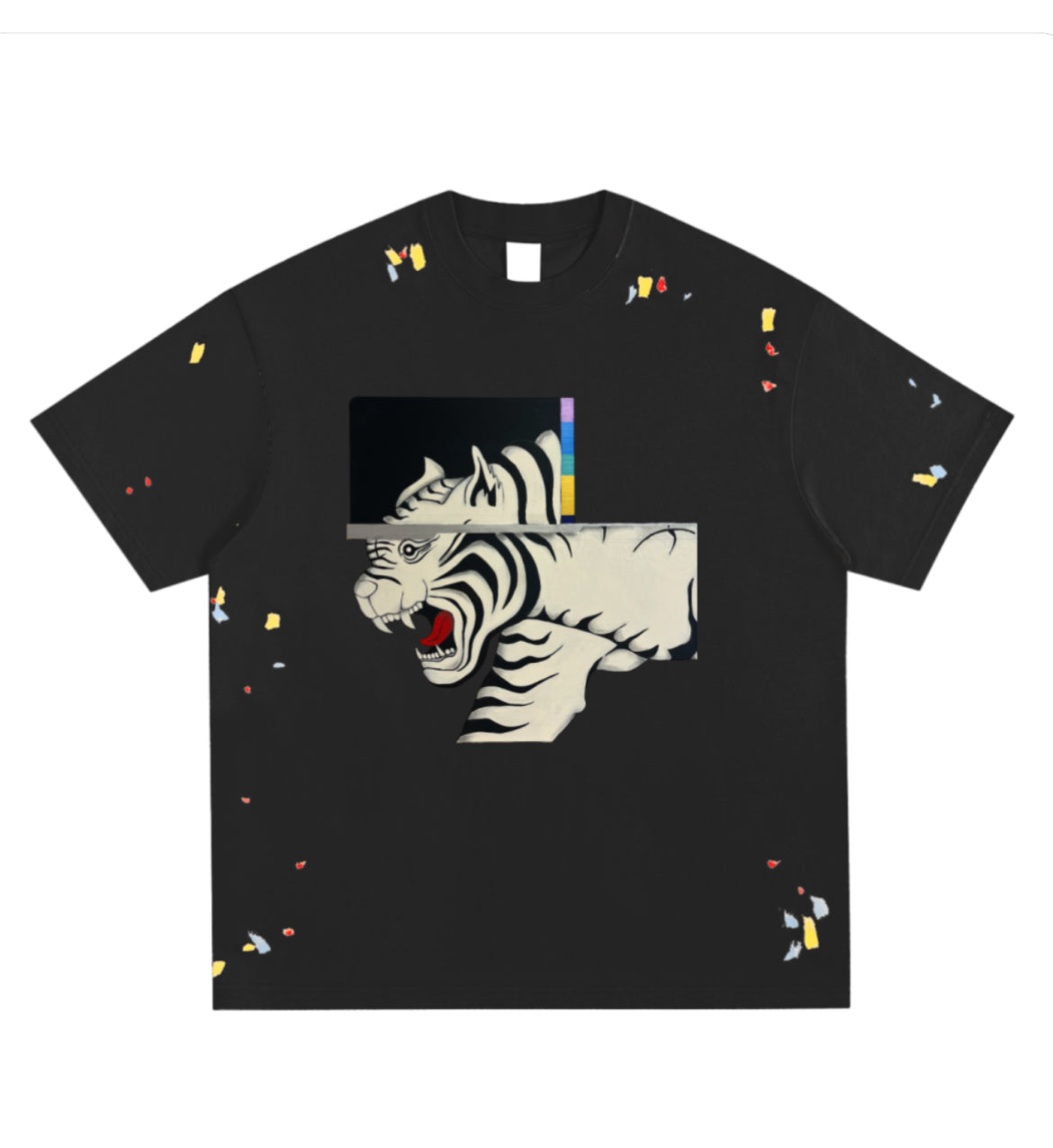 Paint Splattered White Tiger T-shirt
